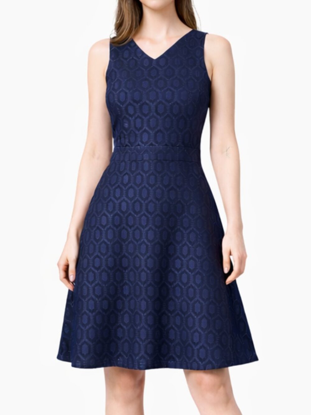 Cynthia Steffe Clora Navy Iridescent Fit Flare Dress Old Money NWT Size 8